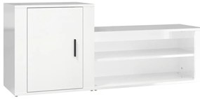 vidaXL Παπουτσοθήκη Γυαλιστερό Λευκό 130x35x54 εκ. Επεξεργασμένο Ξύλο