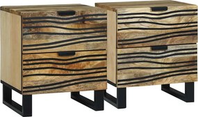 vidaXL Κομοδίνο 2 pcs Φυσικό 40 x 33 x 46 εκ. Επεξεργασμένο Ξύλο