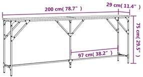 Τραπέζι Κονσόλα Sonoma Δρυς 200x29x75 εκ. Επεξεργασμένο Ξύλο - Καφέ