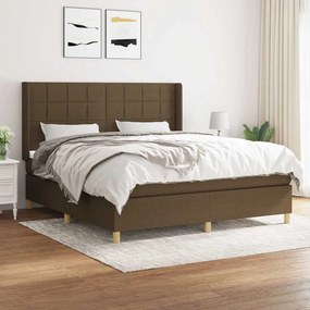 vidaXL Κρεβάτι Boxspring με Στρώμα Σκούρο Καφέ 180x200 εκ Υφασμάτινο