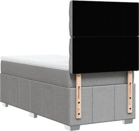 vidaXL Κρεβάτι Boxspring με Στρώμα Ανοιχτό Γκρι 90x190 εκ. Υφασμάτινο