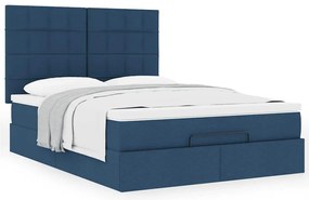 vidaXL Οθωμανικό κρεβάτι με στρώμα μπλε 140x200cm ύφασμα
