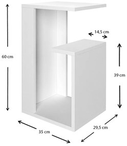Τραπεζάκι βοηθητικό Rosana Megapap χρώμα λευκό 35x29,5x60εκ.