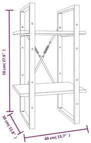 Βιβλιοθήκη με 2 Ράφια Γκρι Sonoma 40x30x70 εκ. Επεξεργ. Ξύλο - Γκρι