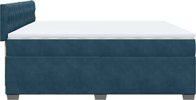 vidaXL Κρεβάτι Boxspring με Στρώμα Μπλε 200x200 εκ. Βελούδινο