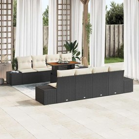 vidaXL Σετ Καναπέ Κήπου με αποθήκευση 9 pcs Μαύρο Πολυ ράταν