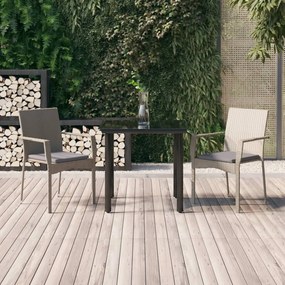 vidaXL Σετ Τραπεζαρίας Κήπου 3 τεμ. Μαύρο/Γκρι Συνθ.Ρατάν με Μαξιλάρια