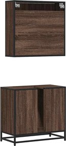 vidaXL Σετ Επίπλων Μπάνιου 2 Τεμαχίων Καφέ Δρυς από Τεχν. Ξύλο