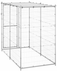 vidaXL Κλουβί Σκύλου Εξ. Χώρου Γαλβαν. Χάλυβας 110x220x180εκ Στέγαστρο