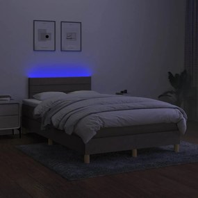 vidaXL Κρεβάτι Boxspring με Στρώμα &amp; LED Taupe 120x190 εκ. Υφασμάτινο