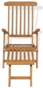 vidaXL Ξαπλώστρα με Υποπόδιο από Μασίφ Ξύλο Teak