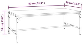 Τραπεζάκι Σαλονιού Γκρι Sonoma 80x50x35 εκ.Επεξεργασμένο Ξύλο - Γκρι