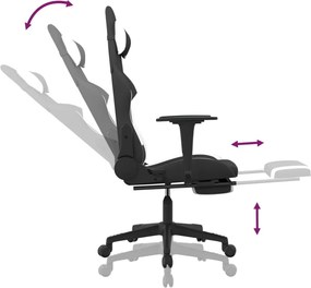 vidaXL Καρέκλα Gaming Μαύρο/Λευκό Ύφασμα με Υποπόδιο