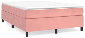 vidaXL Κρεβάτι Boxspring με Στρώμα Ροζ 140x200 εκ. Βελούδινο