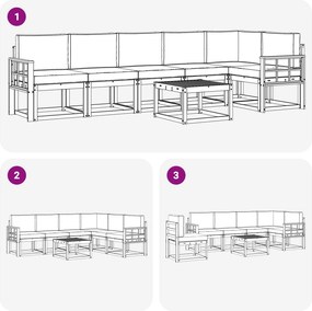 vidaXL Σειρά Καναπέ Εξωτερικού 7 pcs Άσπρο και Ανθρακί Πολυεστέρας