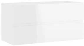 vidaXL Ντουλάπι Νιπτήρα Γυαλιστερό Λευκό 90x38,5x45 εκ. από Επεξ. Ξύλο