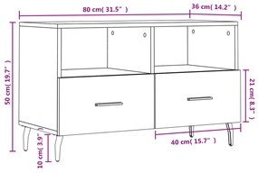 Έπιπλο Τηλεόρασης Γυαλ. Λευκό 80x36x50 εκ. Επεξεργασμένο Ξύλο - Λευκό