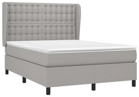 vidaXL Κρεβάτι Boxspring με Στρώμα Ανοιχτό Γκρι 140x200 εκ. Υφασμάτινο