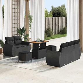 vidaXL Σετ Καναπέ Κήπου 8 pcs Μαύρο συνθετικό ρατάν