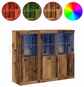 vidaXL Πλαϊνό γραφείο 3 pcs Παλαιό ξύλο 123 x 37 x 100 εκ