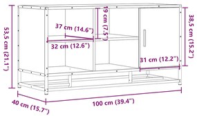 Παπουτσοθήκη Γκρι Sonoma 102x35x55 εκ. από Επεξεργασμένο Ξύλο - Γκρι