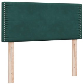 vidaXL Box Spring κρεβάτι με στρώμα σκούρο πράσινο 80x220εκ. Βελούδινο