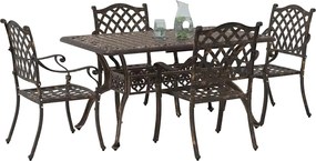 vidaXL Σέτ φαγητού για κήπο 5 pcs Μπρονζέ Αλουμίνιο