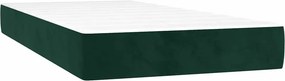 vidaXL Κρεβάτι Boxspring με Στρώμα &amp; LED Σκ. Πράσινο 90x190 εκ Βελούδο