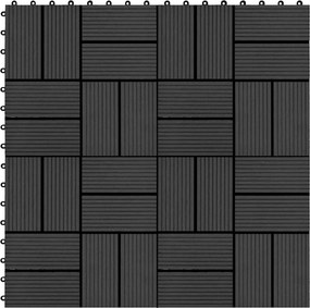 vidaXL Πλάκα Κατασκευής 22 pcs Μαύρο 30 x 30 cm WPC