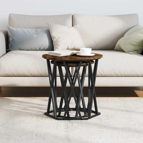 vidaXL Τραπεζάκι σαλονιού 2 pcs Καπνιστή δρυς 50 x 50 x 50 cm