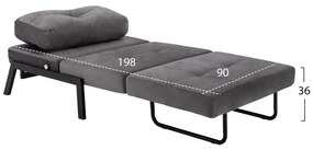 Πολυθρόνα - Κρεβάτι CONSTANCE C3078.11 Βελούδο Γκρί 95x92x66Υ εκ. 95x92x66 εκ.