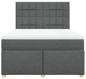 Κρεβάτι Boxspring με Στρώμα Σκούρο Γκρι 160x200 εκ Υφασμάτινο - Γκρι