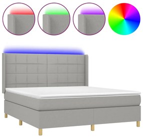 ΚΡΕΒΑΤΙ BOXSPRING ΜΕ ΣΤΡΩΜΑ &amp; LED ΑΝ.ΓΚΡΙ 180X200ΕΚ. ΥΦΑΣΜΑΤΙΝΟ 3138893