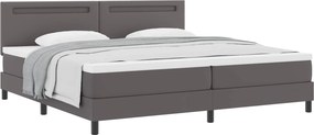 vidaXL Κρεβάτι με ελατήρια με στρώμα Γκρι 200 x 200 cm Τεχνητό δέρμα