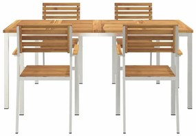 vidaXL Σέτ φαγητού για κήπο 5 pcs Καφέ Στερεό Ξύλο Ακακίας