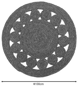 Χαλί Lopzerc Inart φυσικό σχοινί Φ100x2εκ 100x100x2 εκ.