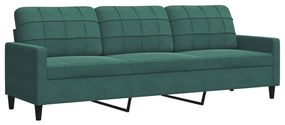 vidaXL Σετ Σαλονιού 4 Τεμ. Πράσινο Βελούδινο με Μαξιλάρια/Στηρίγματα