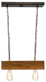 Φωτιστικό Οροφής PWL-0106 40x8x60cm Walnut-Black 099-000005 Metal,Wood
