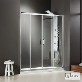 Πόρτα Ντουσιέρας 160 εκ. 2 Σταθερά + 2 Συρόμενα Προφίλ Χρώμιο 6  χιλ. Κρύσταλλο Clean Glass Ύψος 185 εκ. Axis Bath Slider Clear SL2X160C-100