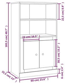 Ντουλάπι Μαύρο 60 x 35,5 x 103,5 εκ. από Επεξεργασμένο Ξύλο - Μαύρο