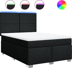 vidaXL Κρεβάτι Boxspring με Στρώμα Μαύρο 140x190 εκ. Υφασμάτινο