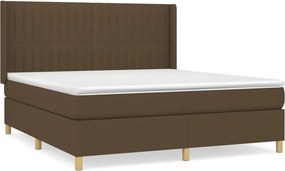 vidaXL Κρεβάτι Boxspring με Στρώμα Σκούρο Καφέ 180x200 εκ Υφασμάτινο