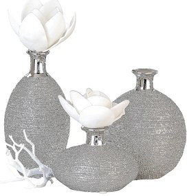 Βάζο ArteLibre Ασημί Κεραμικό Φ9x15cm Σε 3 Σχέδια