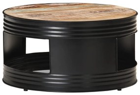 Τραπέζι Σαλονιού Μαύρο 68 x 68 x 36 εκ. Μασίφ Ανακυκλωμένο Ξύλο - Μαύρο