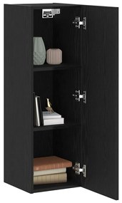 vidaXL Τοίχου Μονάδα Τηλεόρασης Μαύρη Δρυς - 30.5 x 30 x 90 εκ, Από Επεξεργασμένο Ξύλο