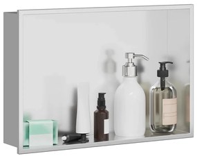 vidaXL Νίτσα Μπάνιου Ασημί 45 x 30 x 9.5 εκ. Ανοξείδωτο ατσάλι