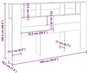 Κεφαλάρι Με Αποθηκευτικό Χώρο 180x18,5x102,5 εκ. Επεξ. Ξύλο 856885