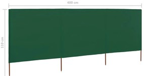 vidaXL Προστατευτικό Αέρα με 3 Πάνελ Πράσινο 400 x 80 εκ. Υφασμάτινο