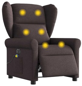 Πολυθρόνα Μασάζ Ηλεκτρική Ανακλινόμενη Σκούρο Καφέ Υφασμάτινη