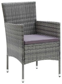 vidaXL Σέτ φαγητού για κήπο με μαξιλάρι 5 pcs Γκρι συνθετικό ρατάν